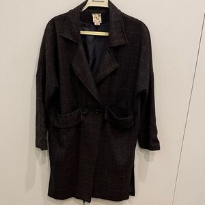 Vintage Women's Brown Black Plaid Blazer
